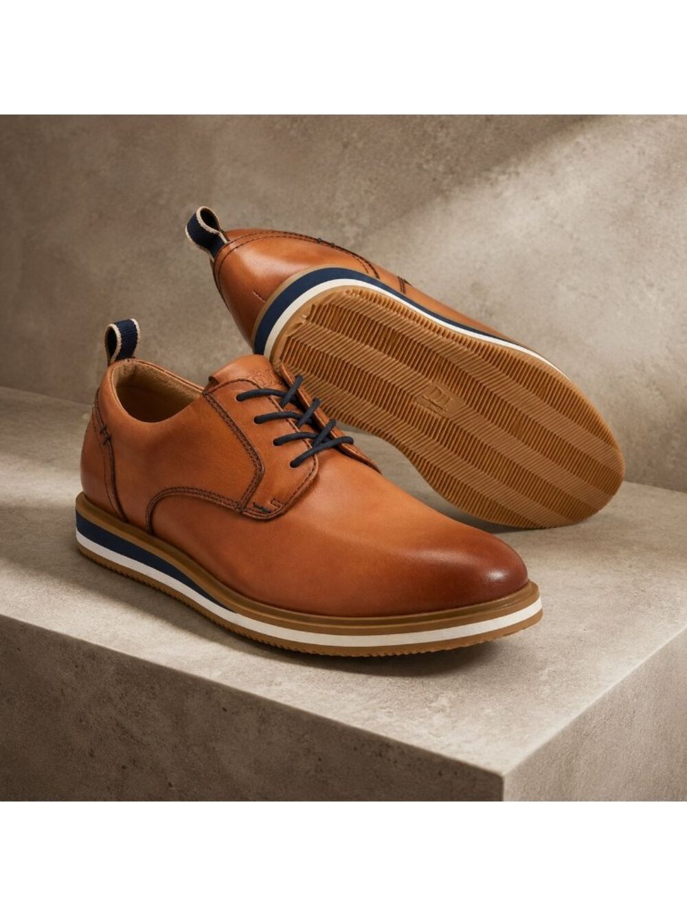 SD7 - Dune London Blaksley Tan Brown Leather Derby Shoes Men’s EU 42 US 9 NIB
